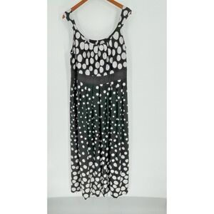 Glamour Womens Plus Size 16W Sleeveless A Line Dress Black and White Polk a Dot